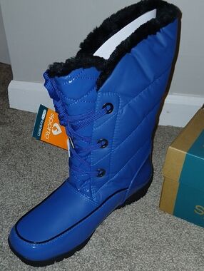 Sporto Women's Blue Faux-Fur Lined Winter Lace-Up Boot